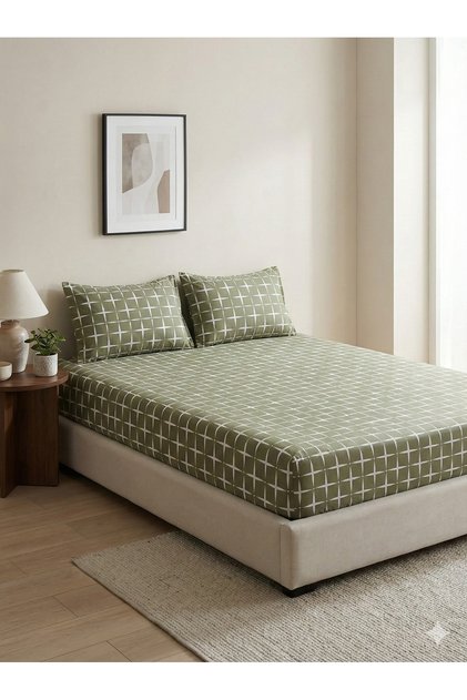 Fitted Sheet | 100% Cotton | Premium | Single/Double/King | 63 Wire Weaving | Came Soft Grid Series