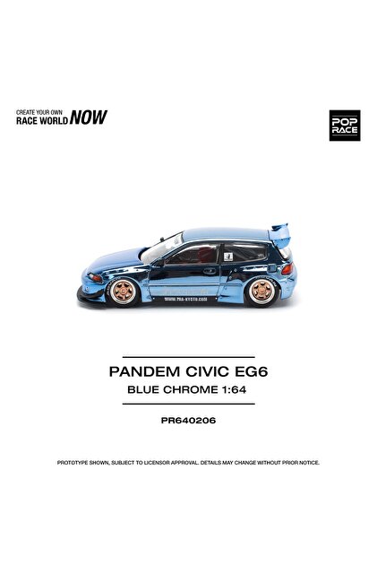 pop race 1 POP RACE Pandem Honda Civic EG6 Blue Chrome 1:64