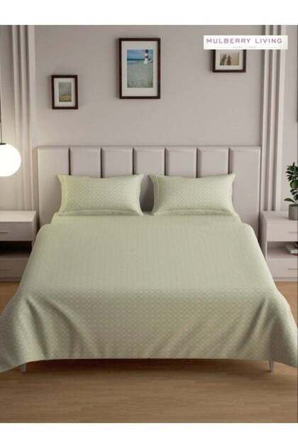 100% Cotton - 300Tc Urban Grid King Size Fitted Bedsheet