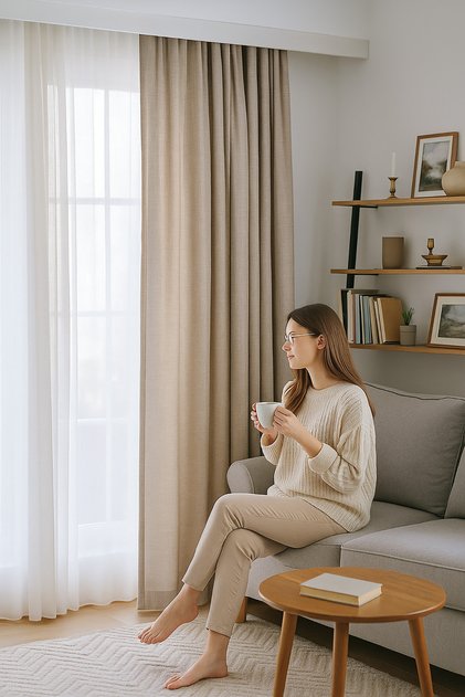 Linen Textured Blackout Lightproof Extralight Blackout Background Curtain Bedroom Children's Room Living Room