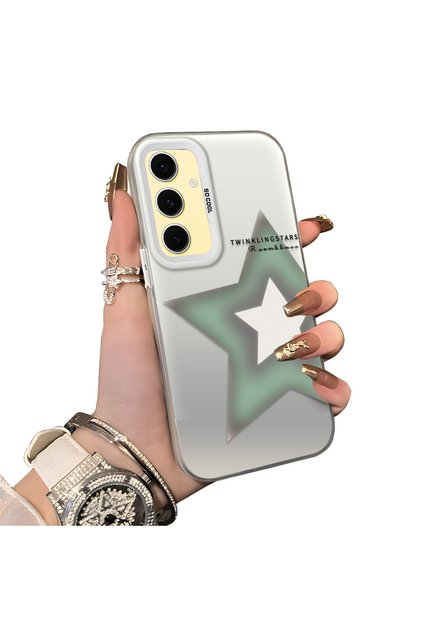 Samsung Galaxy S24 Fe Compatible Star Pattern Matte Glossy Surface Impact Protection Colorful Silver Case