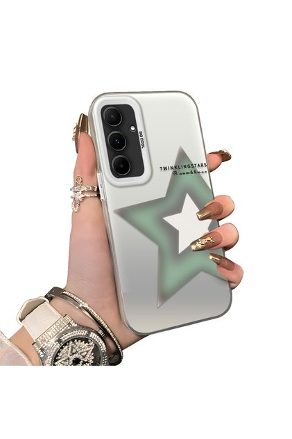 Samsung Galaxy A55 Compatible Star Pattern Matte Glossy Surface Impact Protection Colorful Silver Case