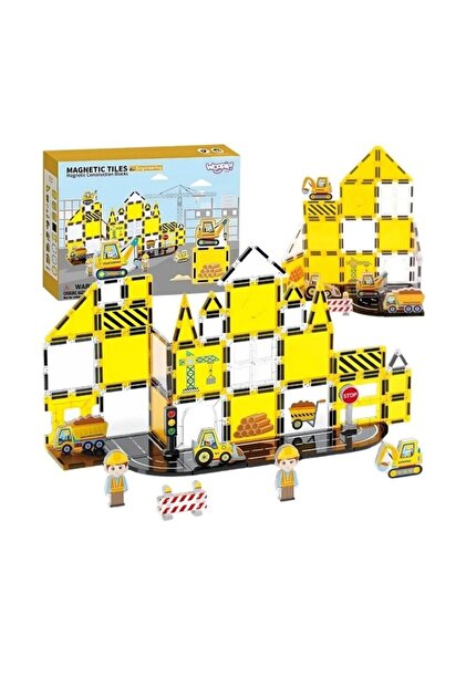 Manyetik Tiles Engineering 47 Parça Renkli Manyetik Bloklar - İnşaat ve Yapı Seti