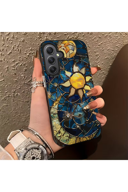 Samsung galaxy a17-a26 compatible dirt-resistant moon & sun themed phone case mk01a