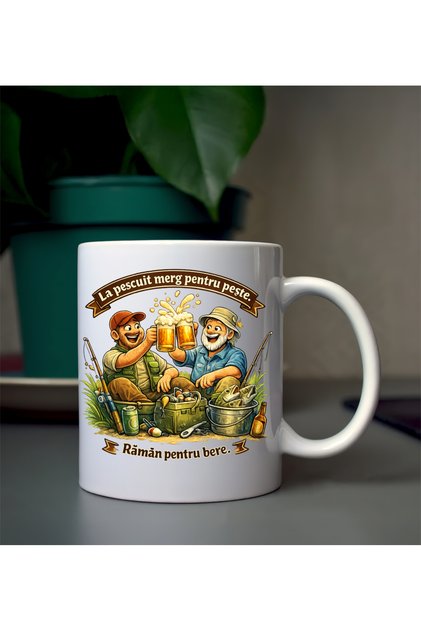 Cana ceramica personalizata - cadoul ideal pentru pescari bautori de bere