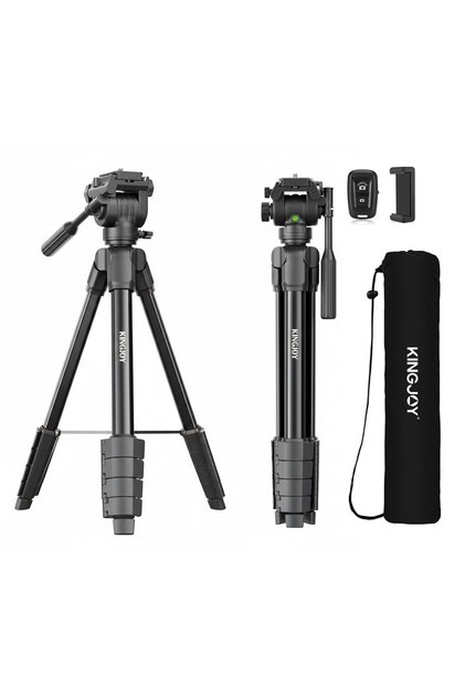 Kingjoy S690 VT-200 10kg Kapasiteli 155cm Çantalı Pan Kafa Profesyonel Tripod Telefon Tutucu Kumanda