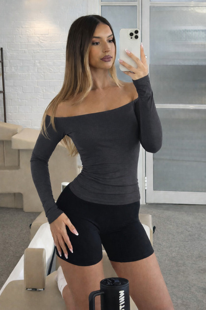 Women's Asymmetric Shoulder Detail Boat Neck Plain Blouse