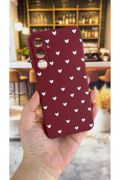 Samsung Galaxy A16 Compatible White Heart Patterned Silicone Shock-Absorbing Classic Protective Rubber Case