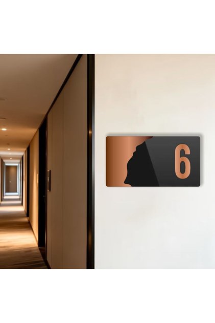 Bronze Plexiglass Horizontal Hotel - Apartment Site - Apartment Hotel Office Door Number - Door Number 6 Six