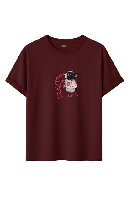 Unisex Just Sit Back Relax Bulldog Printed 100% Cotton Design T-Shirt