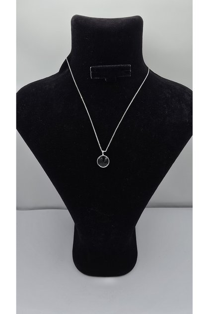 Stainless Steel Silver Color Oval Green Emerald Stone Necklace