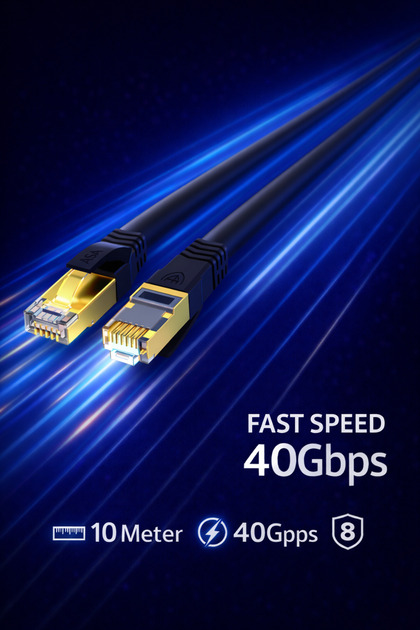 Cat8 Ethernet Cable High Speed 40Gbps 2000MHz RJ45 Shielded LAN Cable 10 meter
