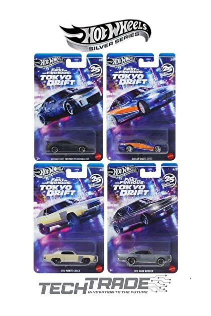 Hot Wheels Fast & Furious ミニカー4台セット HOT WHEELS Fast & Furious Tokyo Drift Silver Series 4'lü Diecast