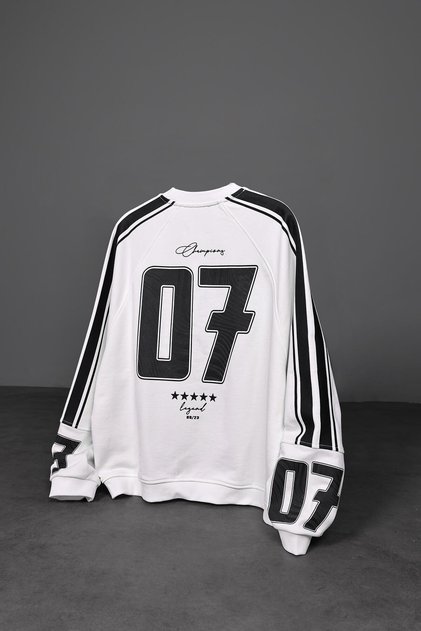 Ανδρικό φούτερ White 07 Champions με τύπωμα oversized