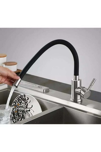 Baterie de Bucatarie cu Pipa Flexibila, Inox SUS304, Satinat, CF025B