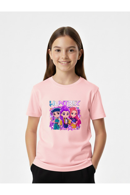 Huntrix Printed Premium Tshirt with Crew Neck in 100% Cotton for Kids