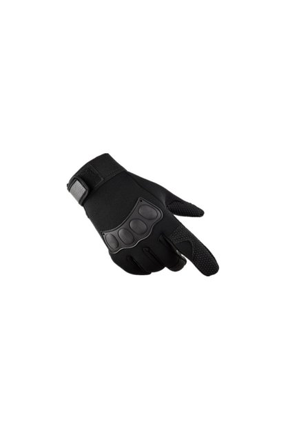 Mănuși negre pentru motocicletă cu protecție pentru încheieturi – Design sport și tactic