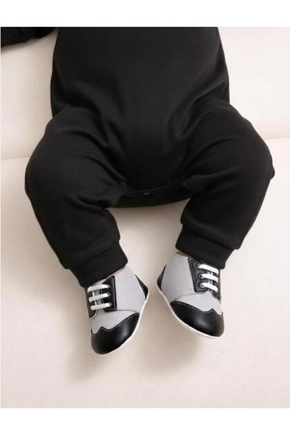Leather Baby Shoes, First Step Shoes, Baby Booties with Non-Slip Sole and Laces
