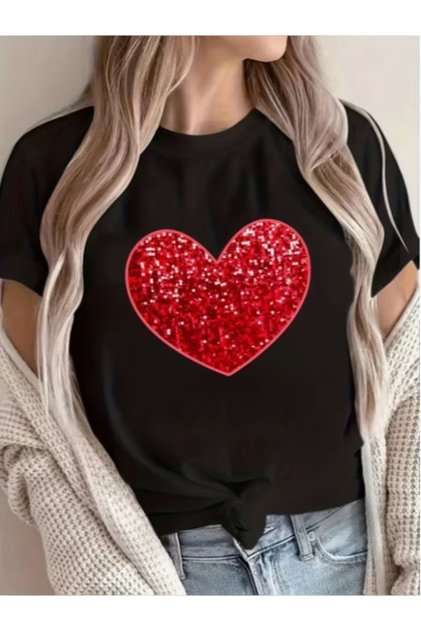 qubo Unisex Oversize 14 лютого з принтом ДЕНЬ ЗАКОХАНИХ Бавовняна футболка з круглим вирізом і короткими рукавами