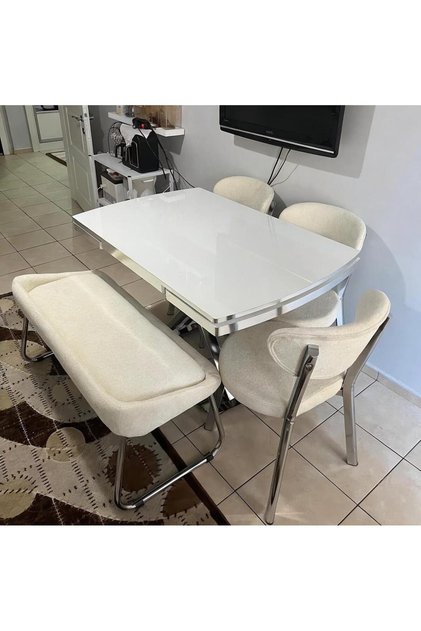 6 KİŞİLİK AÇILIR MASA SANDALYE BENC PUF TAKIMI GÖRSELE EK 1 SANDALYE MEVCUTTUR