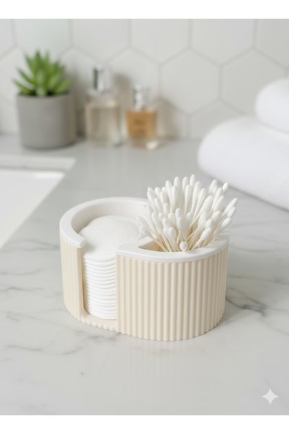 Wooden Look Cotton and Swab Organizer – Stylish Vanity Table Organizer