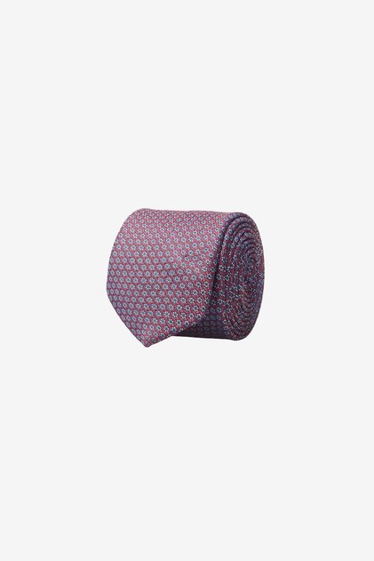 Men's Burgundy-Grey Patterned Tie