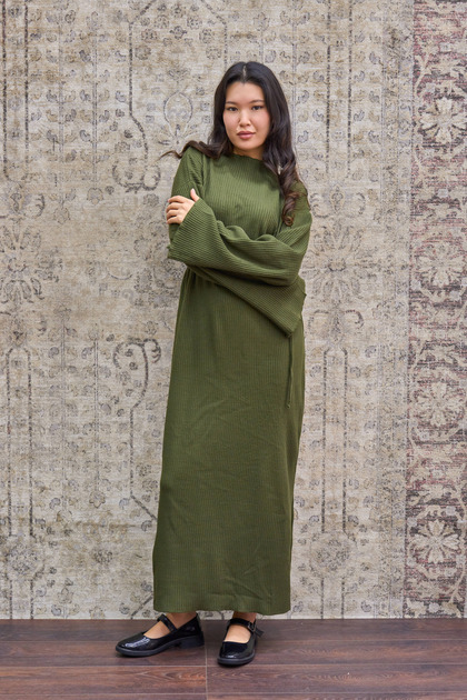 Khaki Long Knitwear Dress