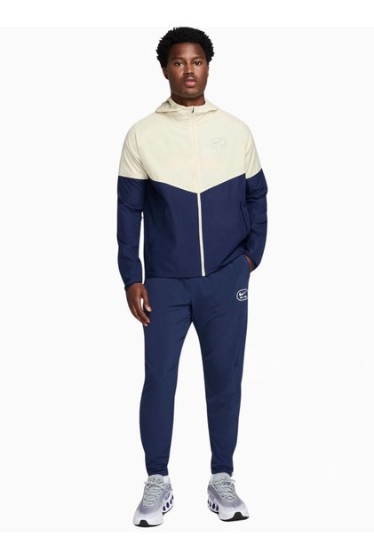 Unisex Kapüşonlu Spor Rüzgarlık Günlük Ceket HM0187-411 Lacivert/Krem