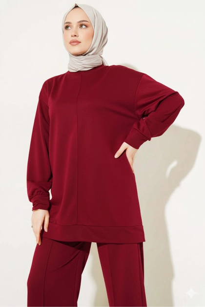 Bordo Çımalı Basic İkili Eşofman Takım