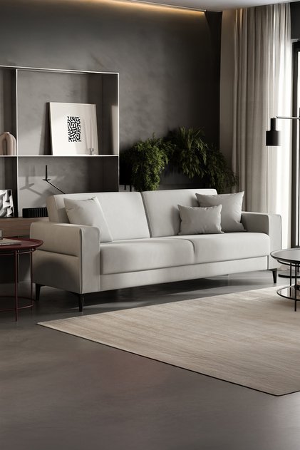Briza Plus 3'lü Yataklı Koltuk, Kadife Dokulu - Gri