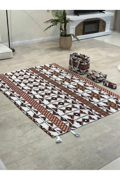 طقم تخييم وأنشطة خارجية 4 في 1 مع حصيرة أرضية وسلال للقهوة والشاي – 200 × 140 سم