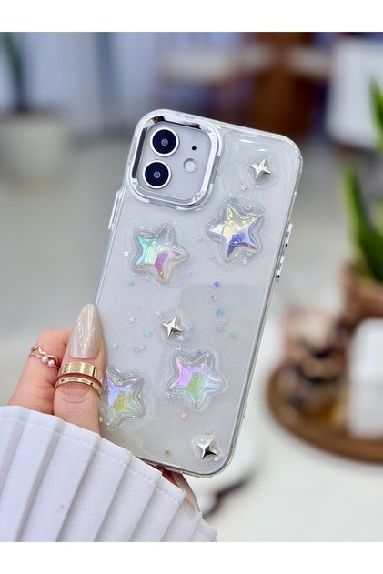 Flexible Silicone Case with Mini Star Design Toy Compatible with iPhone 12 and 12 Pro