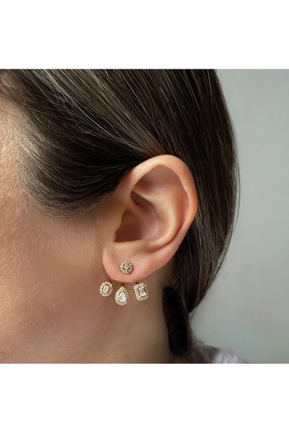 Double Sided Baguette, Drop, Round Stone Graduated Earrings