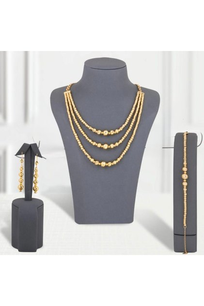 Druca 3-strand prayer beads set, gold alternative