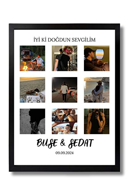 POSTER Kişiye Özel Fotoğraf Kolaj – İsimli & Tarihli Anı Tablosu