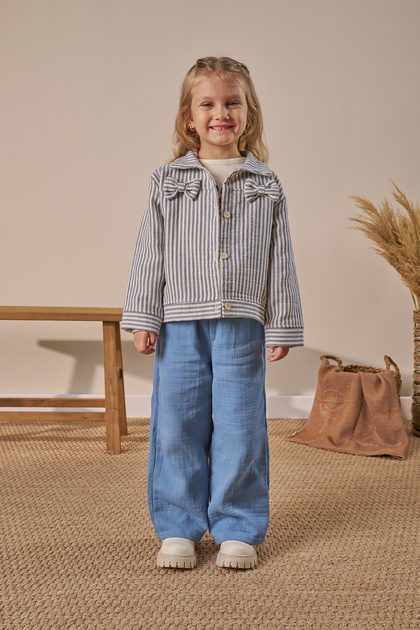 Girl's Striped 3-Piece Top and Bottom Set Indigo