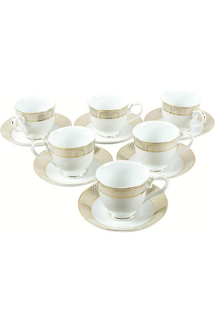 Eureka Collection 12 Pcs Tea Set/Cup & Saucer Set Real Gold Plated