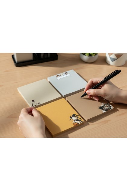 4-Piece Cat and Dog Patterned Memo Pad Set, (10X10) 110 Gr Thick Paper Notepad, Memo Pad, Notepad,