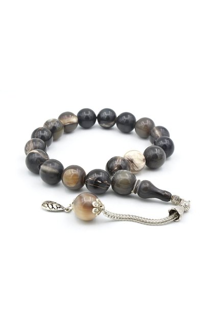 Whip-Shaped Sphere Cut Large Size Buffalo Horn Efe Mascot Prayer Beads 16 mm
