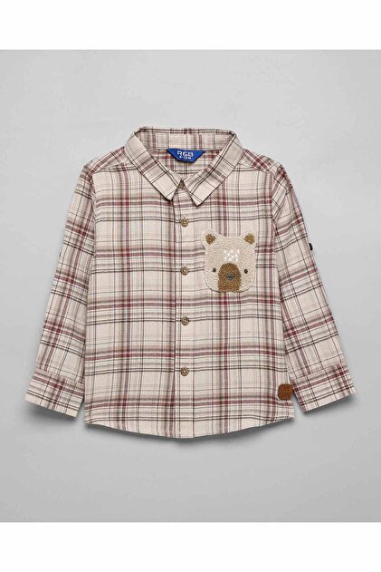 Plaid Shirt with Classic Collar and Long Sleeves