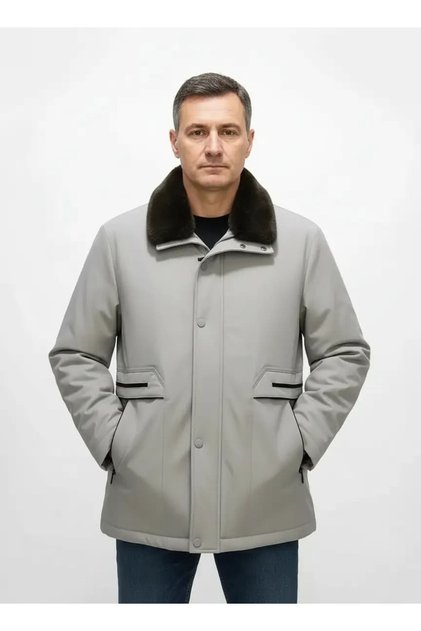 Fur Collar Gray Men's Coat