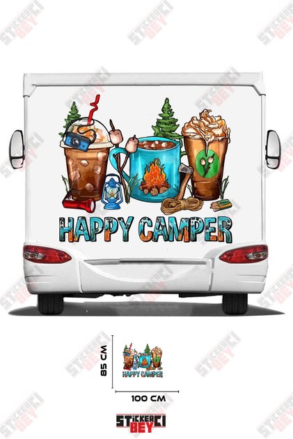 Happy Camp Written on Caravan Sticker Coating
