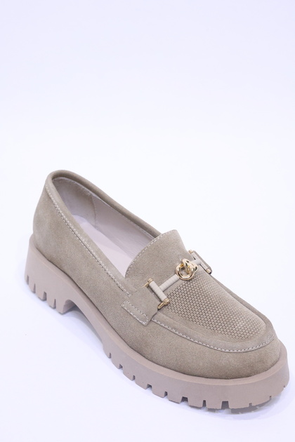 Mink Genuine Nubuck Leather Women's Loafer Shoes 06-2869