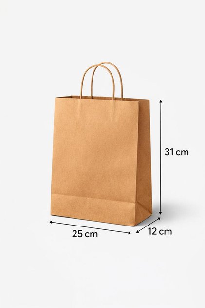 25X12X31 Kraft Twisted Handle Cardboard Bag Cardboard Bag Paper Bag 25 Pack