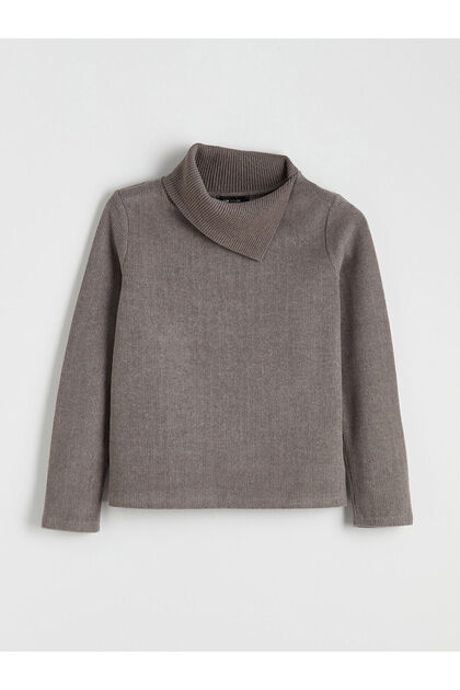 Create Your Style with Uzg Store Brown Mock Neck Women's Knitwear Sweater