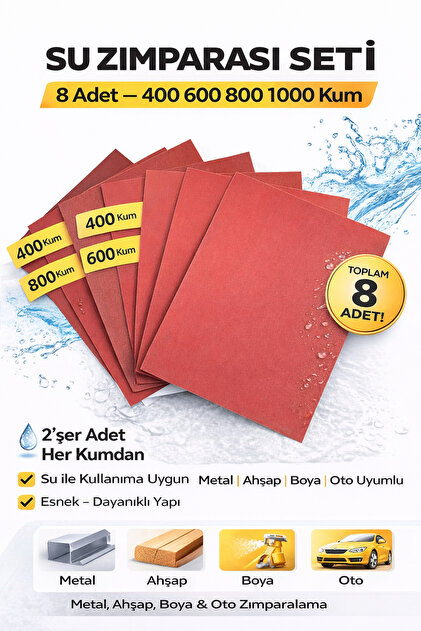 SENBANG Su Zımparası Seti 8 Adet – 400 / 600 / 800 / 1000 Kum