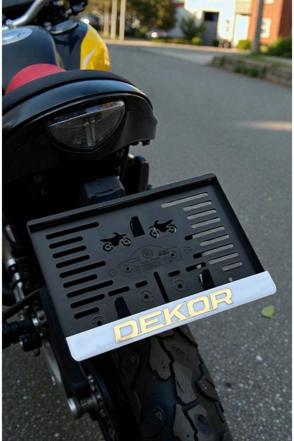 Motorsiklet DEKOR Plakalık SARI PARLAK KABARTMALI KROM YAZI 1 ADET Motor Plakası