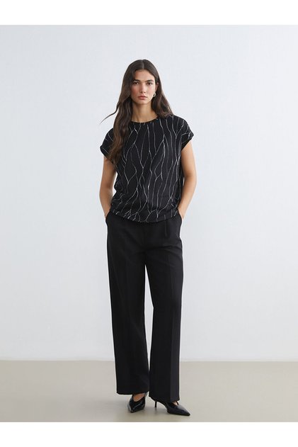 Özmarka New Season Elastic Waist Women's Pleated Trousers