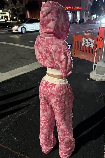 Culture Pembe Kamuflaj Premium Baggy Unisex Eşofman Takımı