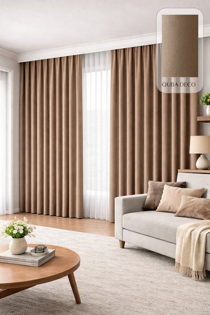 Velvet Textured Island Background Curtain (1X3 Dense Pleats) Living Room Bedroom